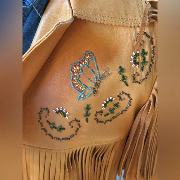 Rare Vintage Chris Line Originals 1940's/50's Era Fringe Deerskin Beaded Jacket - Picture 4 of 16